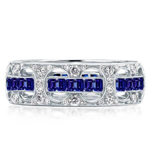 Eternity band - Italo Blue Sapphire Ring Rope Through The Hole Unique Wedding Band, Apparel & Accessories, Italo jewelry - Online Catalog