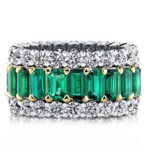 Eternity band - Italo Emerald Ring Multi Row Emerald Cut Eternity Wedding Band, Apparel & Accessories, Italo jewelry - Online Catalog
