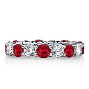 Eternity band - Round Cut Created White & Garnet Eternity Wedding Band, Apparel & Accessories, Italo jewelry - Online Catalog