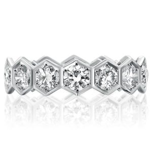 eternity band - Hexagon Design Round Cut Wedding Band, Italo jewelry - Online Catalog