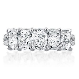 classic band - Split Shank Five Stone Oval Cut Wedding Band, Italo jewelry - Online Catalog