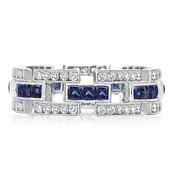 eternity band - Milgrain Unregular Design Round & Asscher Wedding Band, Italo jewelry - Online Catalog