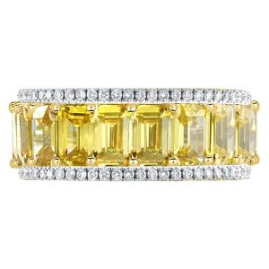 Eternity band - Triple Row Two Tone Yellow Emerald Wedding Band, Apparel & Accessories, Italo jewelry - Online Catalog
