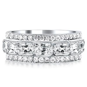 Eternity band - Milgrain Triple Row Cushion & Round Wedding Band, Apparel & Accessories, Italo jewelry - Online Catalog