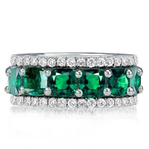 Eternity band - Eternity Multi Row Green Cushion Cut Wedding Band, Apparel & Accessories, Italo jewelry - Online Catalog