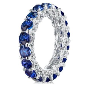 Eternity band - Eternity Cross Prong Blue Round Cut Wedding Band, Apparel & Accessories, Italo jewelry - Online Catalog