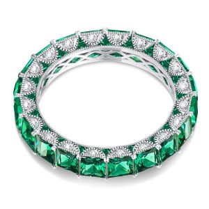 Eternity band - Eternity Milgrain Green Princess Wedding Band, Apparel & Accessories, Italo jewelry - Online Catalog
