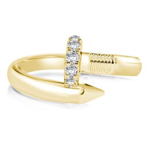 classic band - Golden Nail Design Round Cut Wedding Band, Italo jewelry - Online Catalog