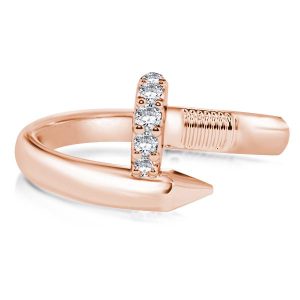 classic band - Rose Golden Nail Design Round Cut Wedding Band, Italo jewelry - Online Catalog