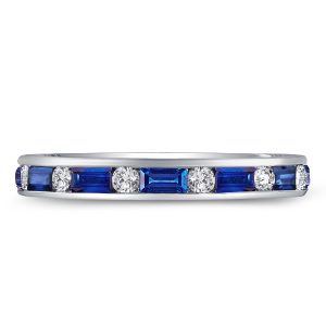 eternity band - Italo Blue Sapphire Ring Baguette Cut Eternity Wedding Band For Women, Italo jewelry - Online Catalog