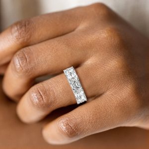 Eternity band - Double Row Emerald & Round Cut Wedding Band, Apparel & Accessories, Italo jewelry - Online Catalog
