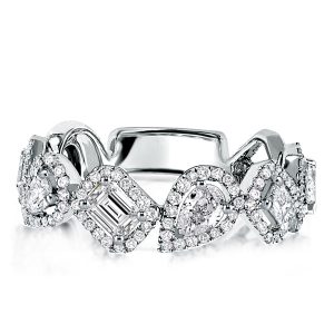anniversary band - Halo Pear & Emerald Wedding Band, Italo jewelry - Online Catalog
