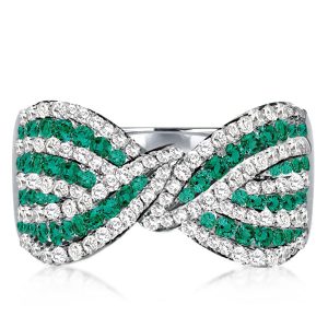 classic band - White & Green Bowknot Design Wedding Band, Italo jewelry - Online Catalog