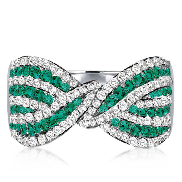 classic band - White & Green Bowknot Design Wedding Band, Italo jewelry - Online Catalog