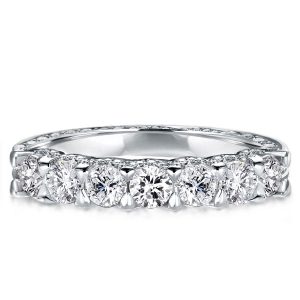 classic band - Italo Created White Sapphire Half Eternity Wedding Band For Women, Italo jewelry - Online Catalog