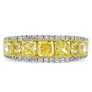 Anniversary band - Cushion Cut Fancy Yellow Wedding Band, Italo jewelry - Online Catalog