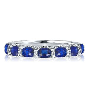 Anniversary band - Halo Blue Cushion Cut Wedding Band, Italo jewelry - Online Catalog