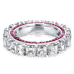 eternity band - Eternity Asscher Cut White Sapphire Wedding Band, Italo jewelry - Online Catalog