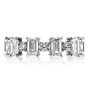 eternity band - Emerald & Round Alternating Wedding Band, Italo jewelry - Online Catalog