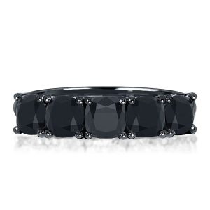 anniversary band - Five Stone Black Cushion Half Eternity Wedding Band, Italo jewelry - Online Catalog