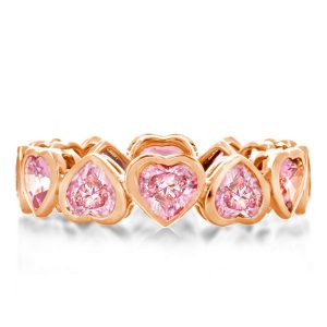 eternity band - Rose Gold Heart Pink Wedding Band, Italo jewelry - Online Catalog