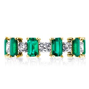 Eternity band - Golden Emerald & Round Cut Created Green Sapphire Wedding band, Italo jewelry - Online Catalog