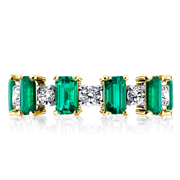Eternity band - Golden Emerald & Round Cut Created Green Sapphire Wedding band, Italo jewelry - Online Catalog