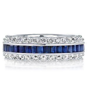 Eternity band - Triple Row Created White & Blue Sapphire Eternity Wedding Band, Apparel & Accessories, Italo jewelry - Online Catalog