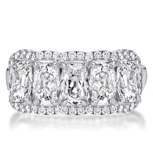 anniversary band - Halo Cushion Five Stone Wedding Band, Italo jewelry - Online Catalog
