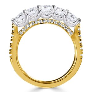 anniversary band - Two Tone Five Stone Wedding Band, Italo jewelry - Online Catalog