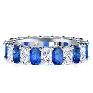 Eternity band - Cushion Cut Alternating Blue & White Eternity Wedding Band, Apparel & Accessories, Italo jewelry - Online Catalog