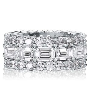 anniversary band - Triple Row Emerald Eternity Wedding Band, Italo jewelry - Online Catalog