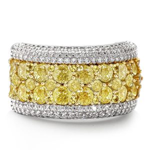 Anniversary band - Two Tone Multi Row Yellow Topaz Wedding Band For Women, Wedding Bands - Apparel & Accessories, Italo jewelry - Online Catalog