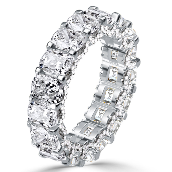 Eternity band - Italo Cushion Cut White Sapphire Eternity Wedding Band, Apparel & Accessories, Italo jewelry - Online Catalog