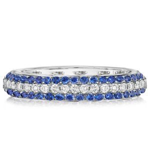 Eternity band - Triple Row Round Cut Blue Sapphire Eternity Wedding Band, Apparel & Accessories, Italo jewelry - Online Catalog