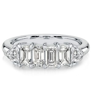 anniversary band - Emerald & Trillion Cut Half Eternity Wedding Band For Women, Italo jewelry - Online Catalog
