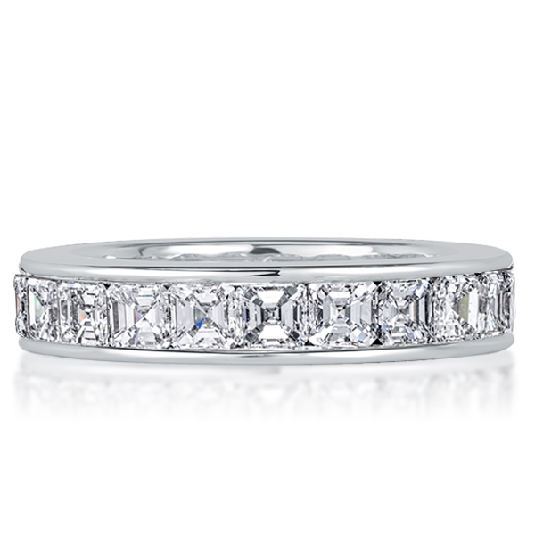 eternity band - Asscher Cut White Sapphire Eternity Wedding Band For Women, Italo jewelry - Online Catalog