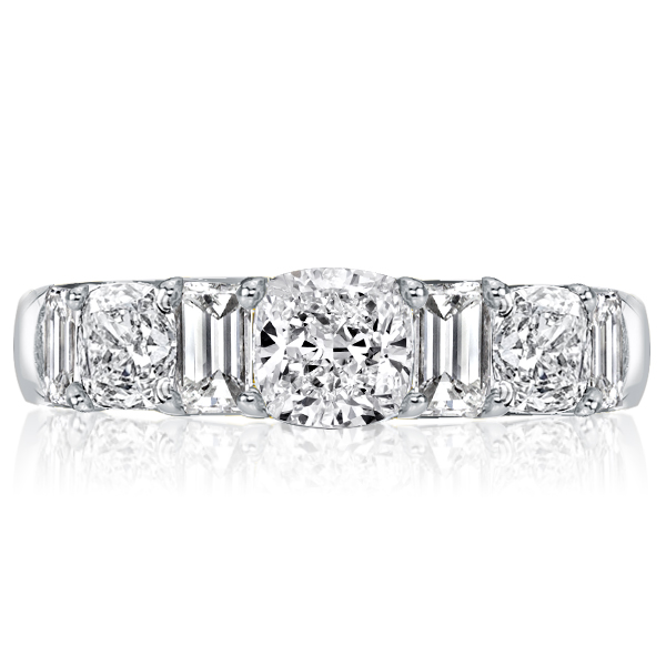 Anniversary band - Italo Cushion & Emerald Cut Half Eternity Engagement Ring, Italo jewelry - Online Catalog
