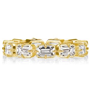 Eternity band - Classic Milgrain Golden Emerald Cut Eternity Wedding Band, Apparel & Accessories, Italo jewelry - Online Catalog