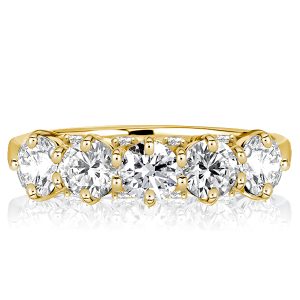 anniversary band - Italo Golden Five Stone Round Cut Half Eternity Wedding Band, Italo jewelry - Online Catalog