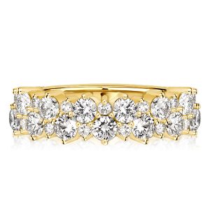 anniversary band - Italo Golden Double Row Round Cut Half Eternity Wedding Band, Italo jewelry - Online Catalog