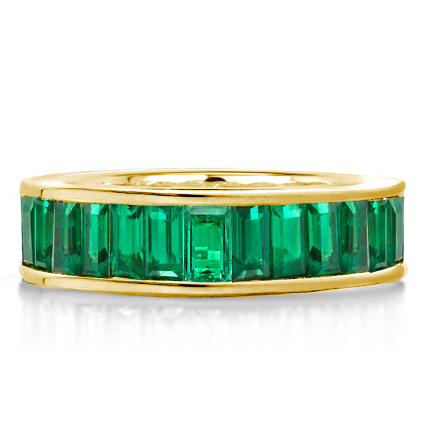 eternity band - Golden Baguette Cut Emerald Green Eternity Wedding Band, Italo jewelry - Online Catalog