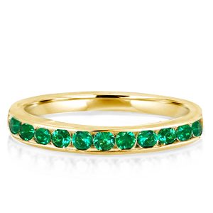 Anniversary band - Italo Round Cut Emerald Color Half Eternity Wedding Band, Italo jewelry - Online Catalog