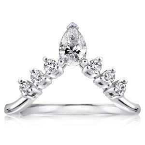 Anniversary band - Italo Pear Cut White Sapphire Half Eternity Wedding Band, Italo jewelry - Online Catalog