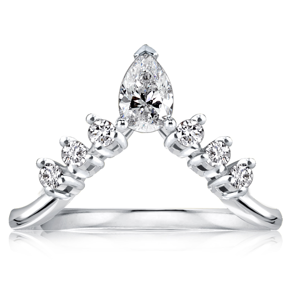 Anniversary band - Italo Pear Cut White Sapphire Half Eternity Wedding Band, Italo jewelry - Online Catalog