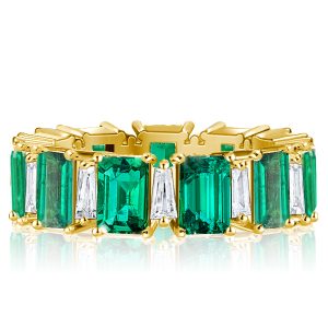 Eternity band - Italo Alternating Emerald & White Cut Eternity Wedding Band, Apparel & Accessories, Italo jewelry - Online Catalog