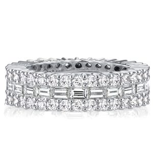 Eternity band - Italo Triple Row Round & Emerald Cut Eternity Wedding Band, Apparel & Accessories, Italo jewelry - Online Catalog