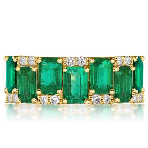 anniversary band - Italo Golden Emerald Cut Emerald Color Wedding Band, Italo jewelry - Online Catalog