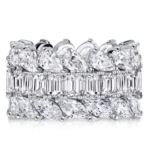 eternity band - Italo Triple Row Emerald & Pear & Marquise Cut Wedding Band, Italo jewelry - Online Catalog