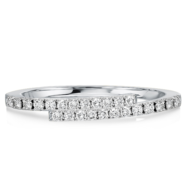 anniversary band - Italo Round Cut White Sapphire Half Eternity Wedding Band, Italo jewelry - Online Catalog